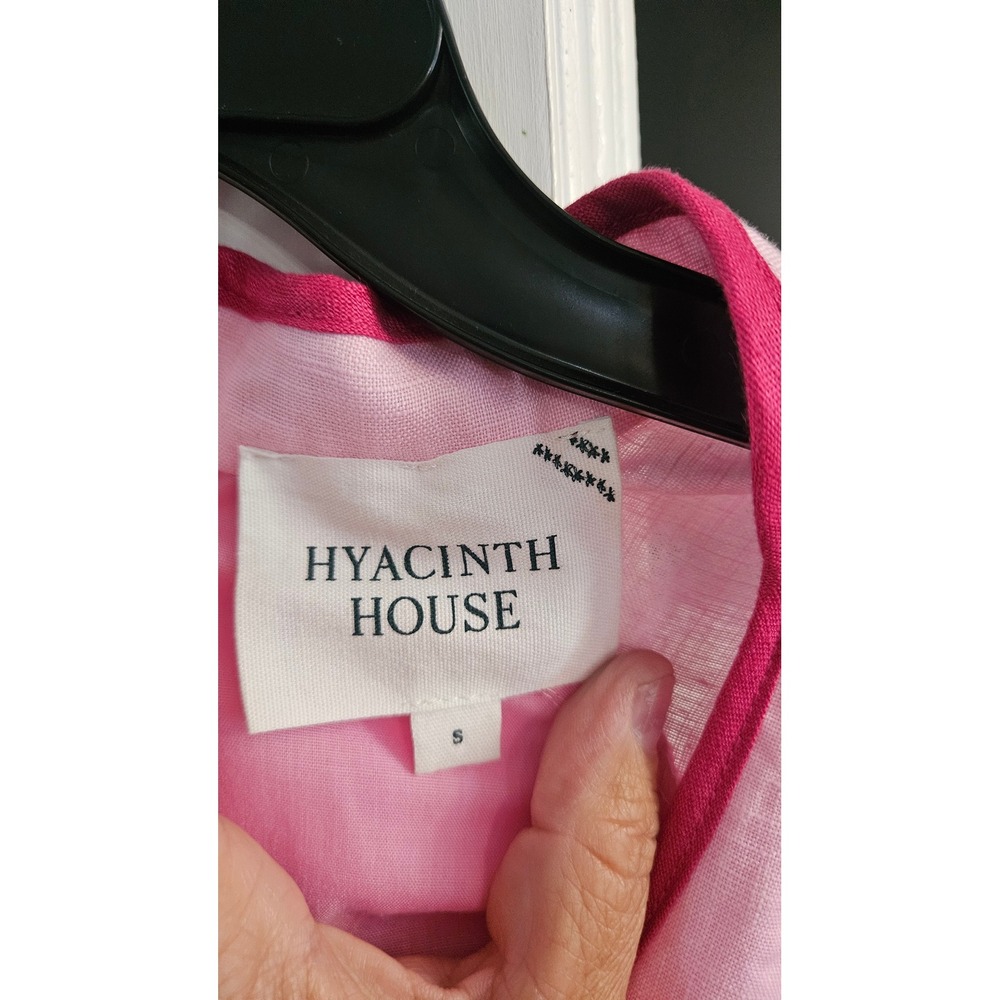 Cottagecore Hyacinth House Pink Seashell Oceana Mini Linen Dress Tuckernuck Sz S - Picture 2 of 7